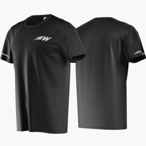 Black WooshBall T-shirt WooshW logo on the chest - Full Logo on Right Sleeve