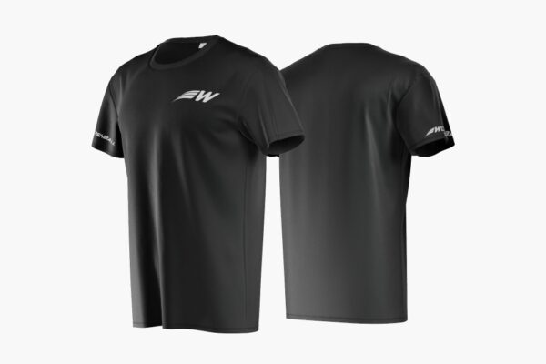 Black WooshBall T-shirt WooshW logo on the chest - Full Logo on Right Sleeve